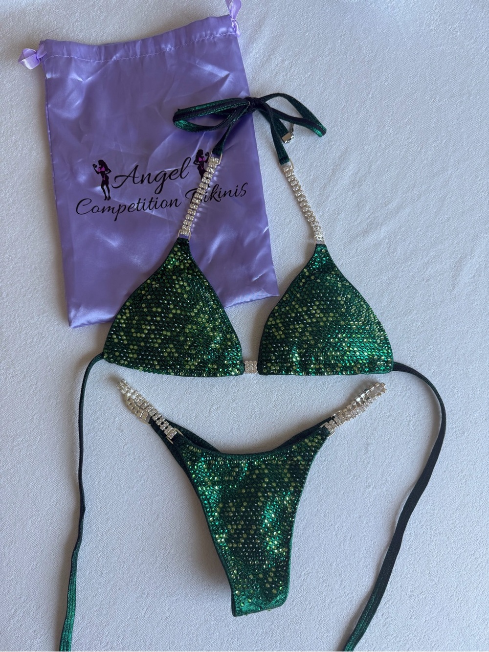 Angel Competition Bikinis Green Sequin Bikini Set
